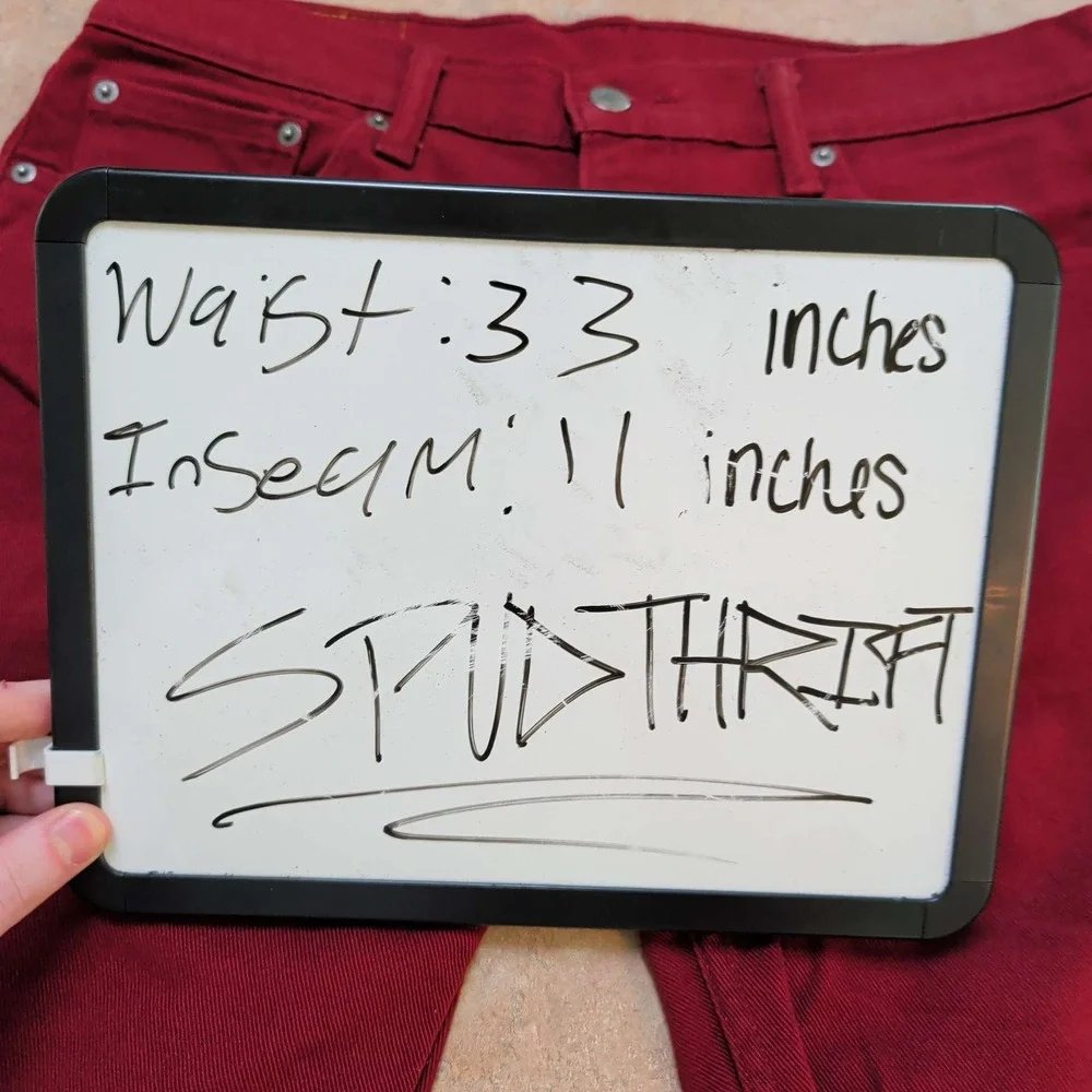 Levi's 511 Denim Shorts Mens 33 Burgundy Red Slim Fit Raw Hem